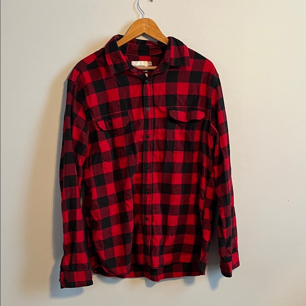 Goodfellow & Co Red and Black Plaid Casual Button Down Flannel